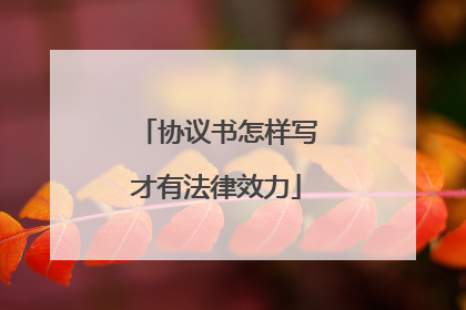 协议书怎样写才有法律效力