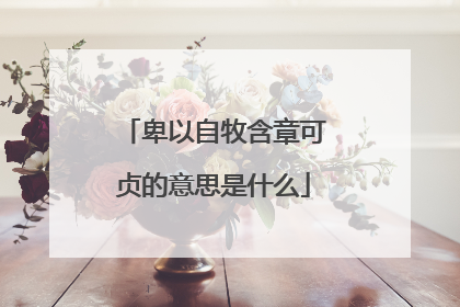 卑以自牧含章可贞的意思是什么