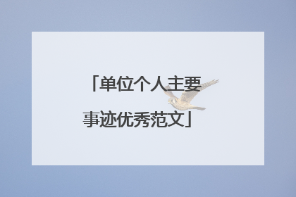 单位个人主要事迹优秀范文