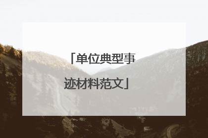 单位典型事迹材料范文