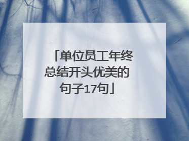 单位员工年终总结开头优美的句子17句