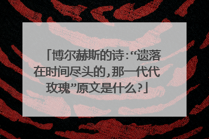 博尔赫斯的诗:“遗落在时间尽头的,那一代代玫瑰”原文是什么?