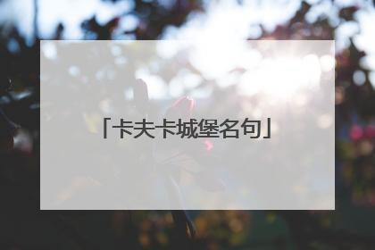 卡夫卡城堡名句