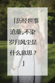 历经世事沧桑,不染岁月风尘是什么意思?