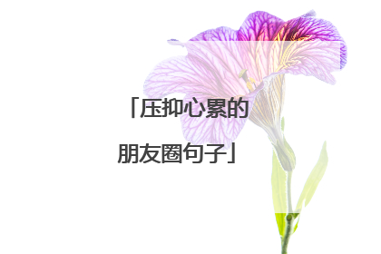 压抑心累的朋友圈句子