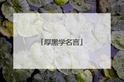 厚黑学名言