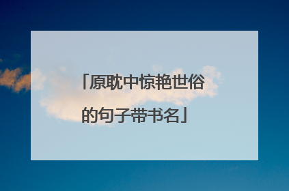 原耽中惊艳世俗的句子带书名
