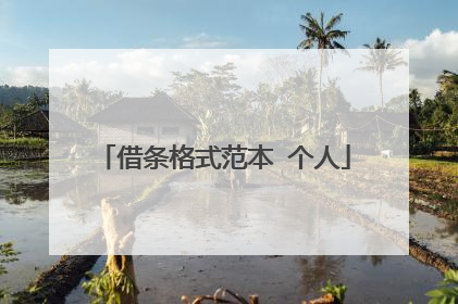 借条格式范本 个人