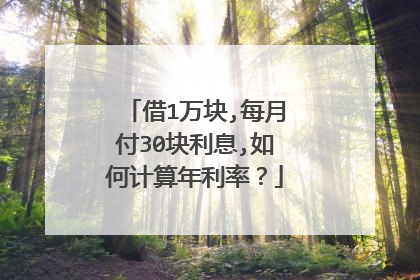 借1万块,每月付30块利息,如何计算年利率?