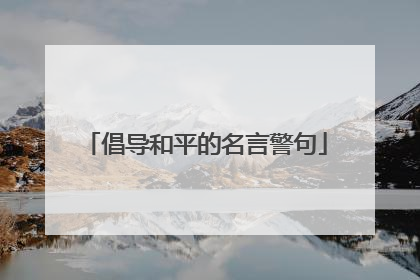 倡导和平的名言警句