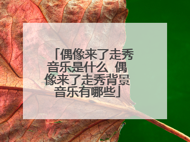 偶像来了走秀音乐是什么 偶像来了走秀背景音乐有哪些