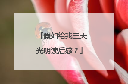假如给我三天光明读后感？