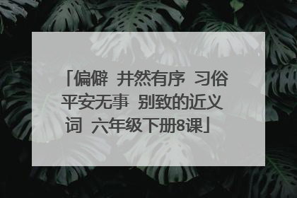 偏僻 井然有序 习俗 平安无事 别致的近义词 六年级下册8课