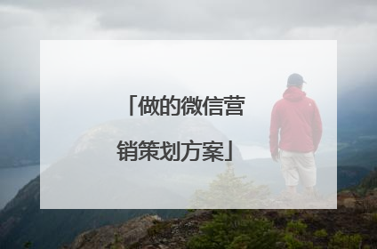 做的微信营销策划方案