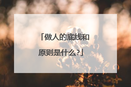 做人的底线和原则是什么?