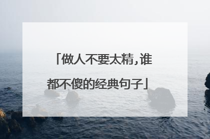做人不要太精,谁都不傻的经典句子