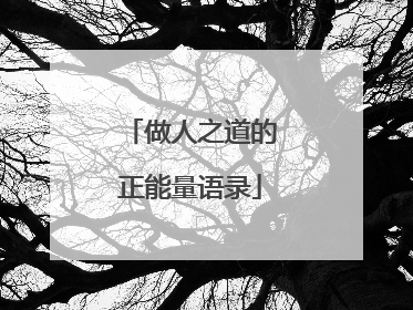 做人之道的正能量语录