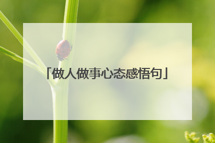 做人做事心态感悟句