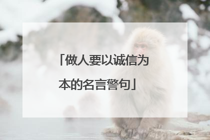 做人要以诚信为本的名言警句