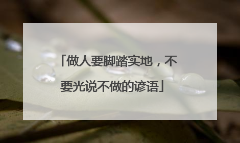 做人要脚踏实地，不要光说不做的谚语