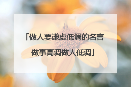 做人要谦虚低调的名言 做事高调做人低调