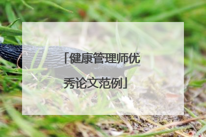 健康管理师优秀论文范例