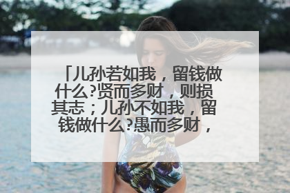 儿孙若如我，留钱做什么?贤而多财，则损其志；儿孙不如我，留钱做什么?愚而多财，益增其过。