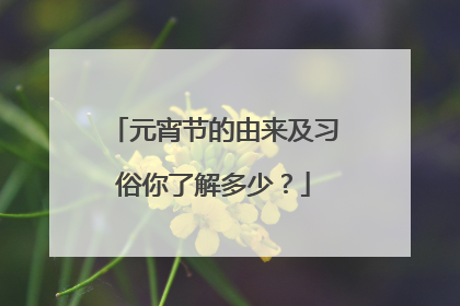 元宵节的由来及习俗你了解多少？