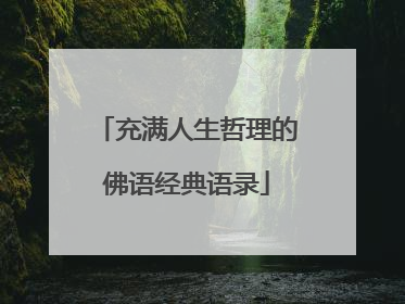 充满人生哲理的佛语经典语录
