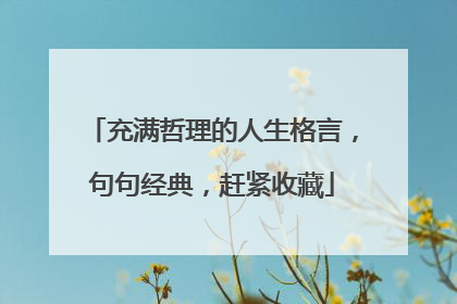充满哲理的人生格言,句句经典,赶紧收藏