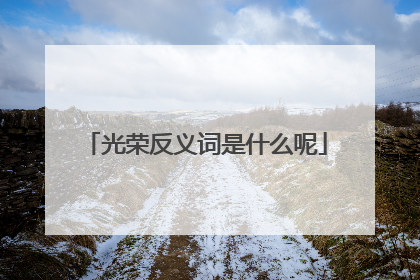 光荣反义词是什么呢