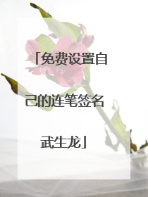 免费设置自己的连笔签名武生龙