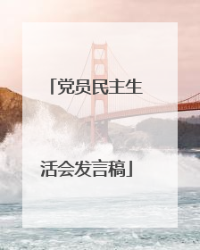 党员民主生活会发言稿