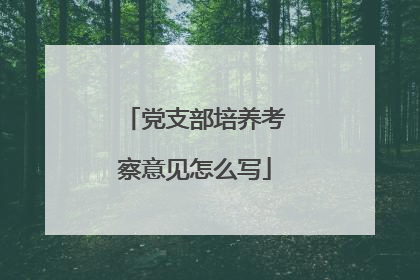 党支部培养考察意见怎么写