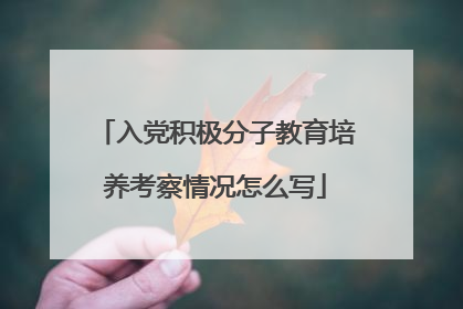 入党积极分子教育培养考察情况怎么写