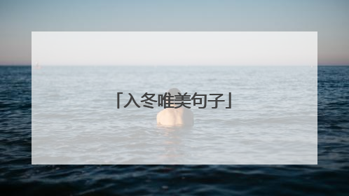 入冬唯美句子