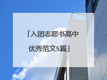 入团志愿书高中优秀范文5篇