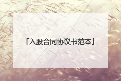 入股合同协议书范本