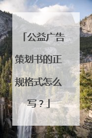 公益广告策划书的正规格式怎么写？