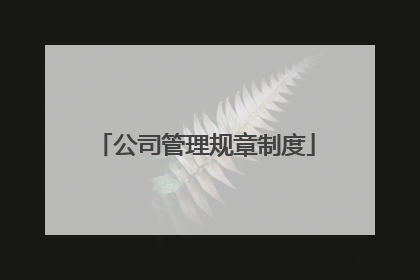 公司管理规章制度