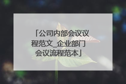 公司内部会议议程范文_企业部门会议流程范本