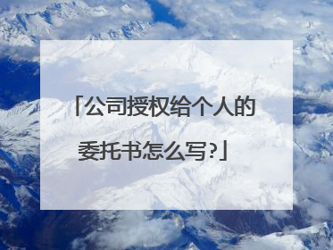 公司授权给个人的委托书怎么写?