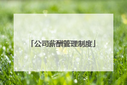 公司薪酬管理制度