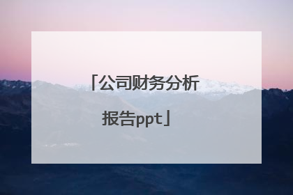 公司财务分析报告ppt