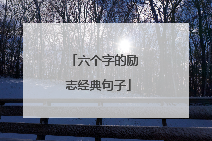 六个字的励志经典句子