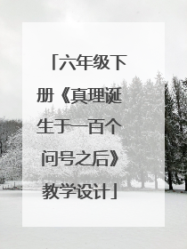 六年级下册《真理诞生于一百个问号之后》教学设计