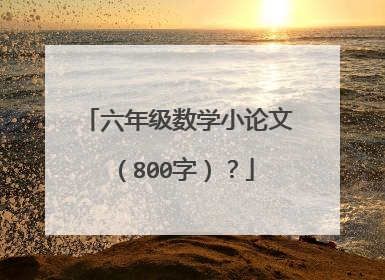 六年级数学小论文（800字）？
