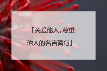 关爱他人,尊重他人的名言警句