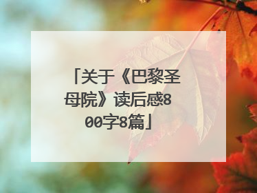 关于《巴黎圣母院》读后感800字8篇