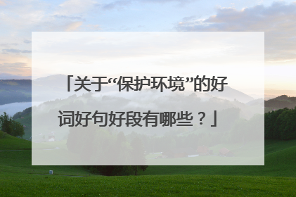 关于“保护环境”的好词好句好段有哪些?